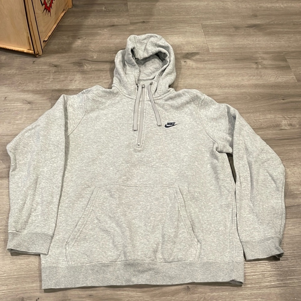 Nike half zip-up sweater hoodie men’s Size Large Grey w/front pockets